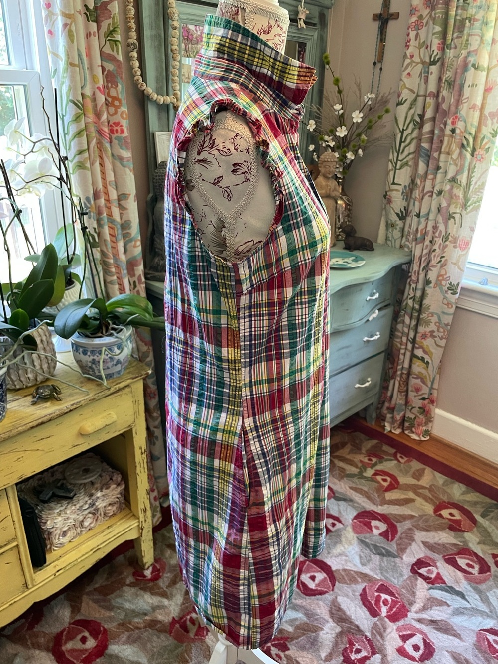 Brooks Brothers Sleeveless Multicolor Madras Plaid Button-Front dress 10 - Picture 5 of 6